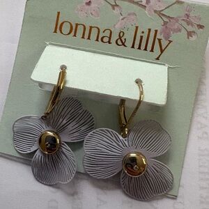 lonna & lilly Gold-Accent Lavender Floral Drop Earrings